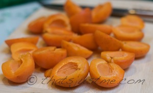 halve then remove the stone from each apricot