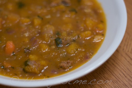 butternut squash & chorizo soup from jamie oliver's jamie's food revolution cookbook