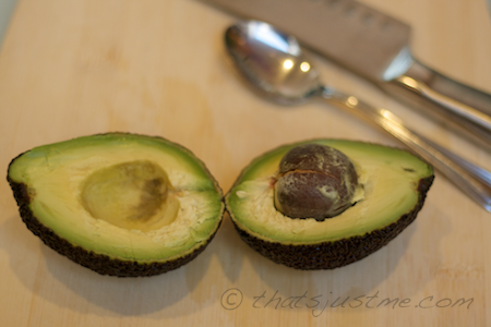 sliced avocado in half