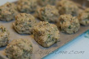 add meatless meatballs to baking tray