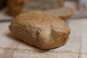 small loaf of no knead whole wheat bread