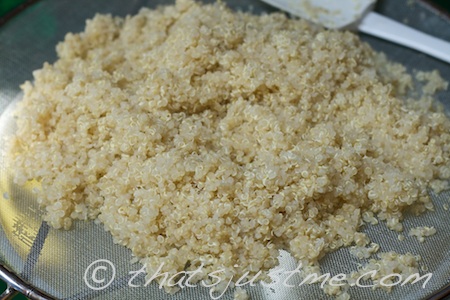 drained cooked quinoa