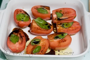 drizzle olive oil and balsamic vinegar