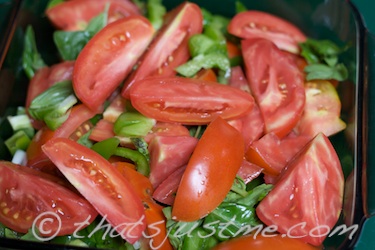fresh sliced tomatoes plus basil, onion and pepper