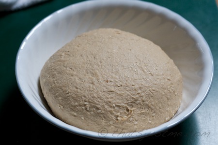bread dough taken out of refrigerator after long cold fermentation