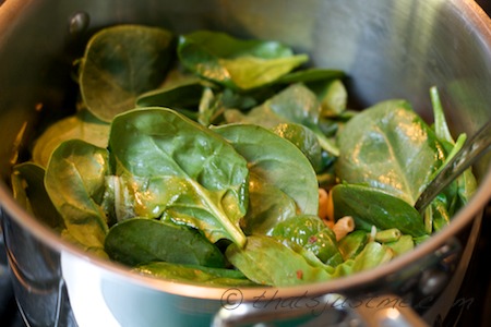 wilted spinach in pot