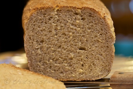 a fresh baked whole wheat oatmeal slice of bread